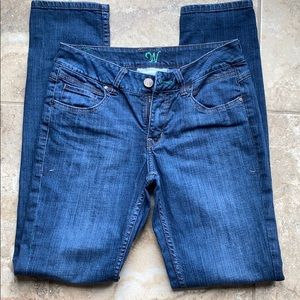Worn brand jeans.